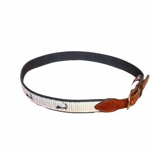 Stylish Cape Cod Brown Leather and Blue/White Men's Belt